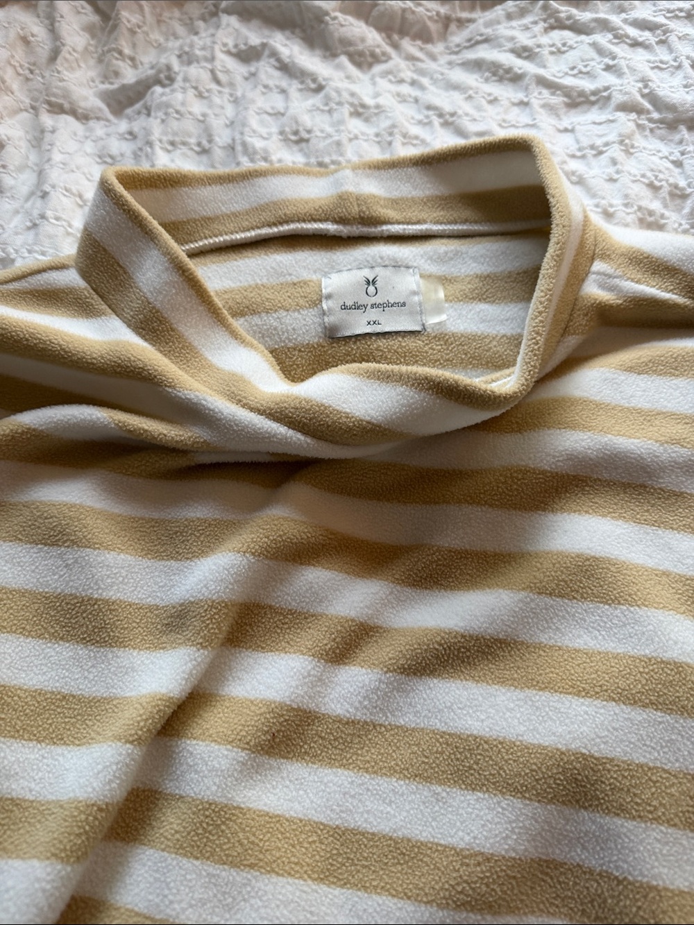 Dudley Stephens Striped Funnel Neck Fleece - Cream & White